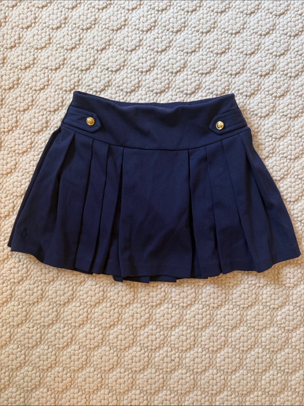Polo by Ralph Lauren Navy Pleated Skort with Gold Buttons